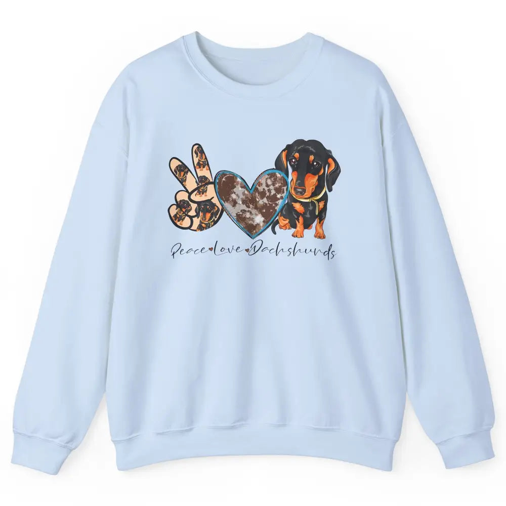 Peace Love Dachshund Dog Mom Dachshund Lovers Wiener Mom Unisex Crewneck Sweatshirt