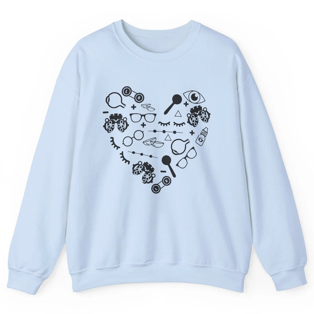 Optometry Symbols Heart Eyeglasses Spectacles Optician Life Unisex Crewneck Sweatshirt