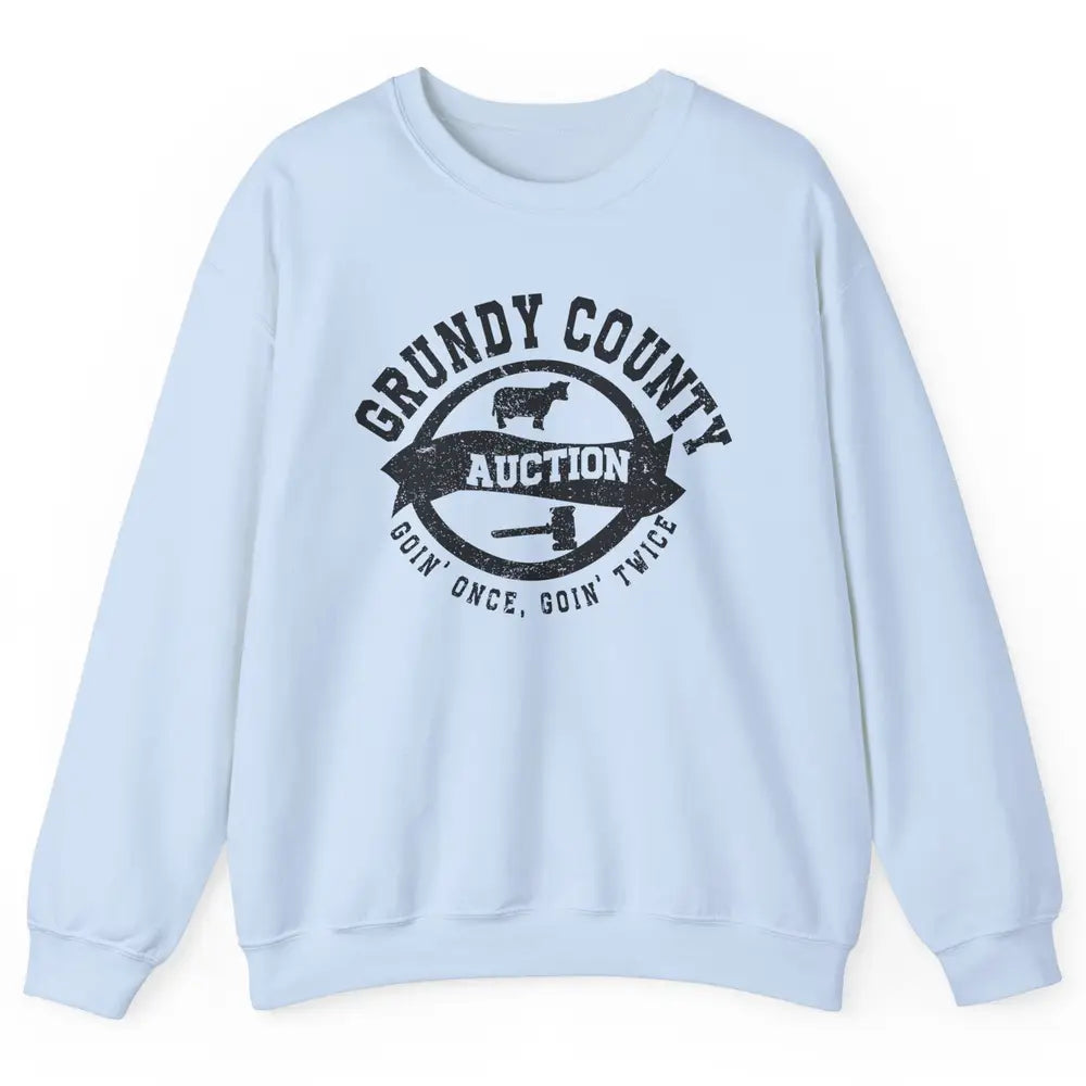 Retro Bull Skull Grundy County Auction Western Country Farm Unisex Crewneck Sweatshirt