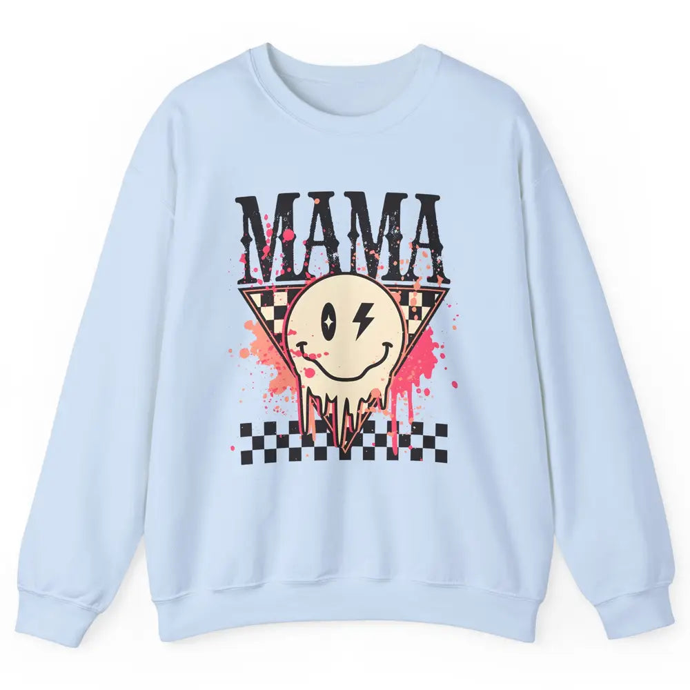 Retro Mama Lightning Bolt Smiling Face Western Mothers Day Unisex Crewneck Sweatshirt