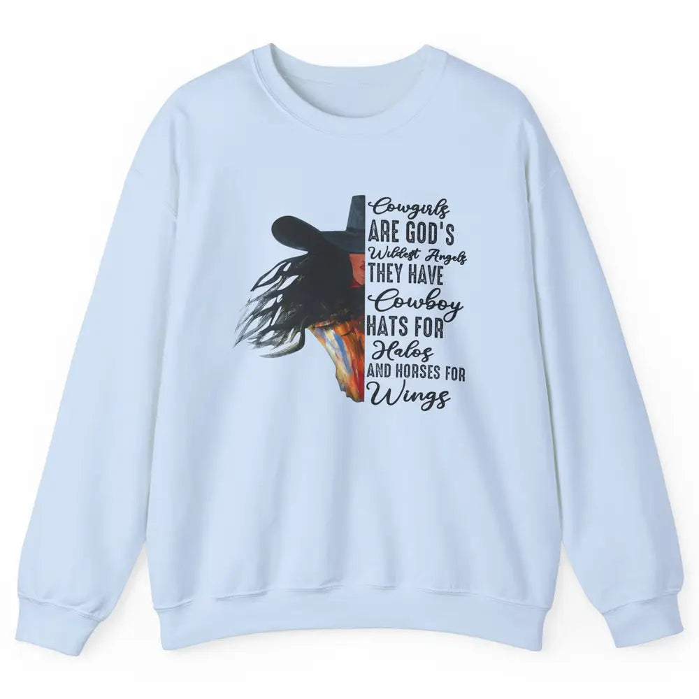 Retro Cowgirls Are God's Wildest Angel Western Country Rodeo Unisex Crewneck Sweatshirt