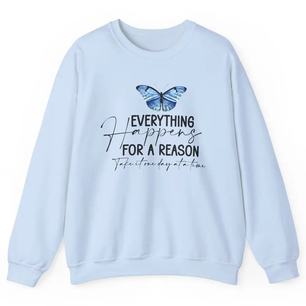 Retro Groovy Everything Happens For A Reason Inspirational Unisex Crewneck Sweatshirt