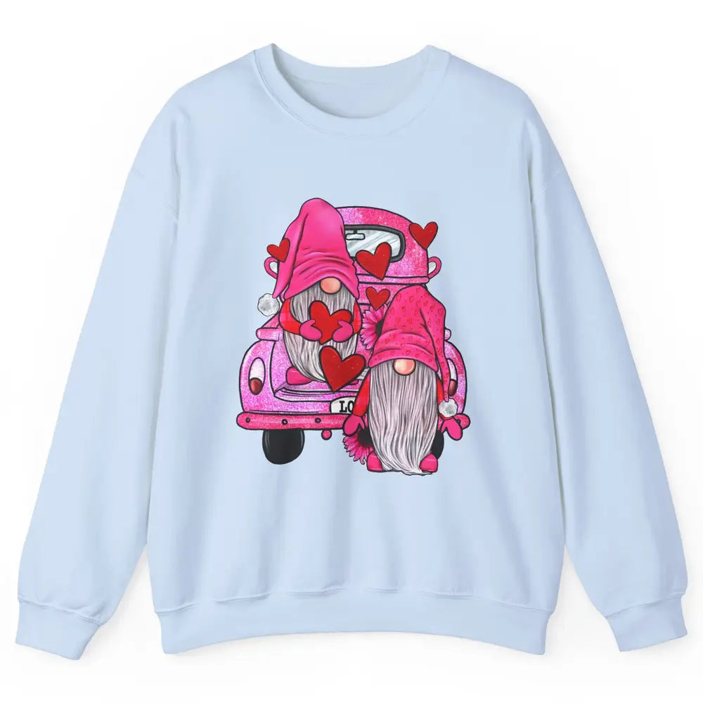Pink Gnomes Truck Valentines Loads Of Love Western Valentine Unisex Crewneck Sweatshirt