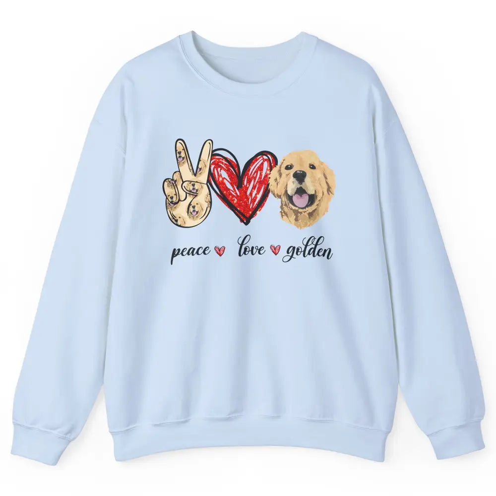 Peace Love Golden Dog Lover Golden Retriever Dad Mom Gift Unisex Crewneck Sweatshirt