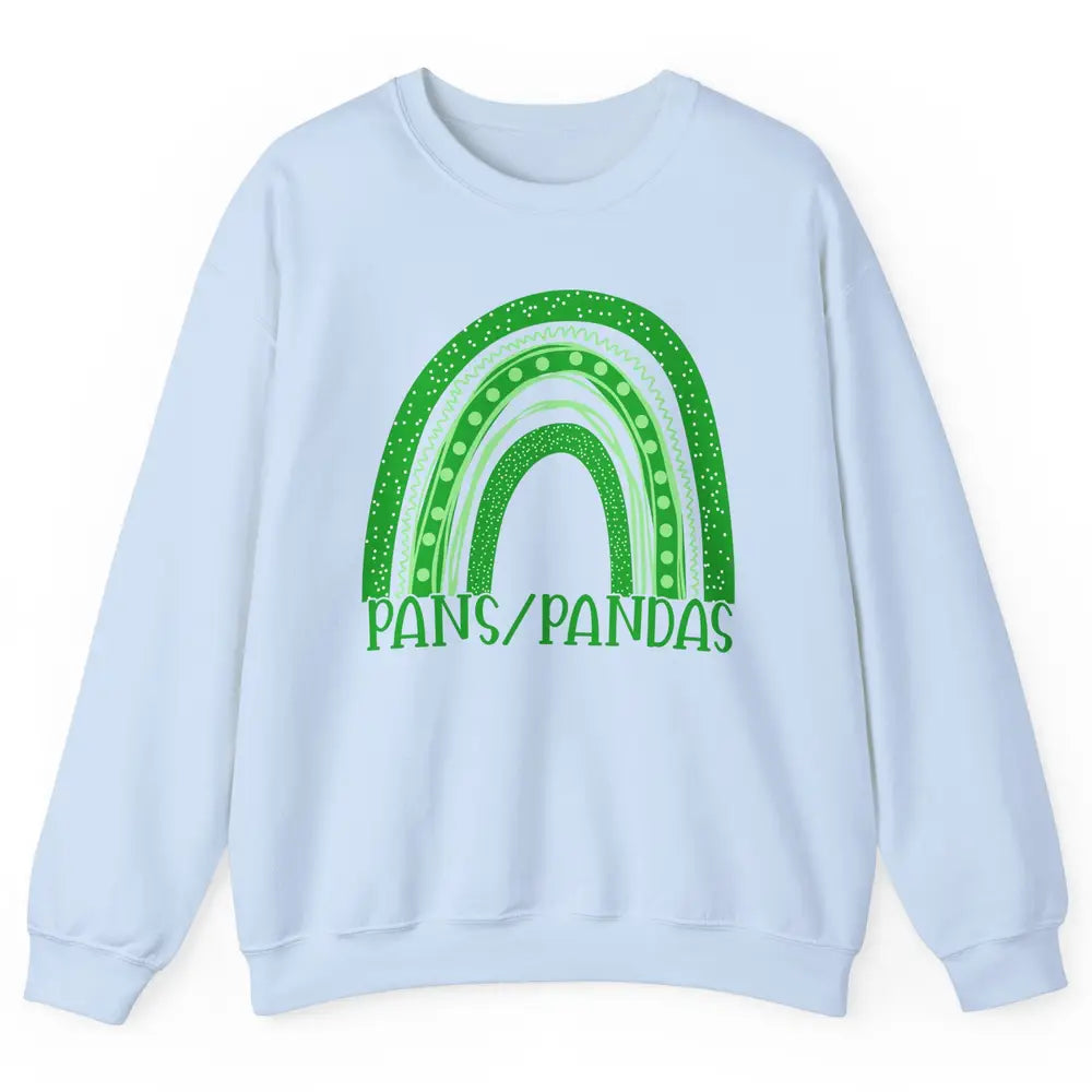 PANS/PANDAS Awareness Floral Green Ribbon Rainbow Pans Unisex Crewneck Sweatshirt