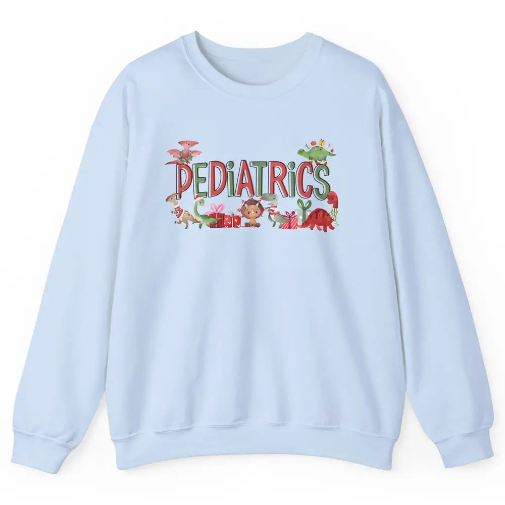 Pediatrics Christmas PEDS Nurse Dinosaur Xmas Physical Nurse Unisex Crewneck Sweatshirt