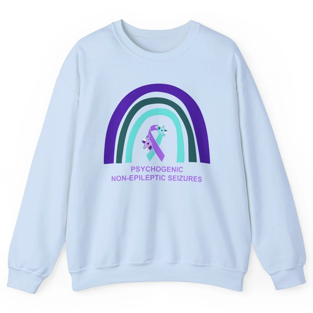 Psychogenic Non-epileptic Seizures PNES Purple Teal Rainbow Unisex Crewneck Sweatshirt