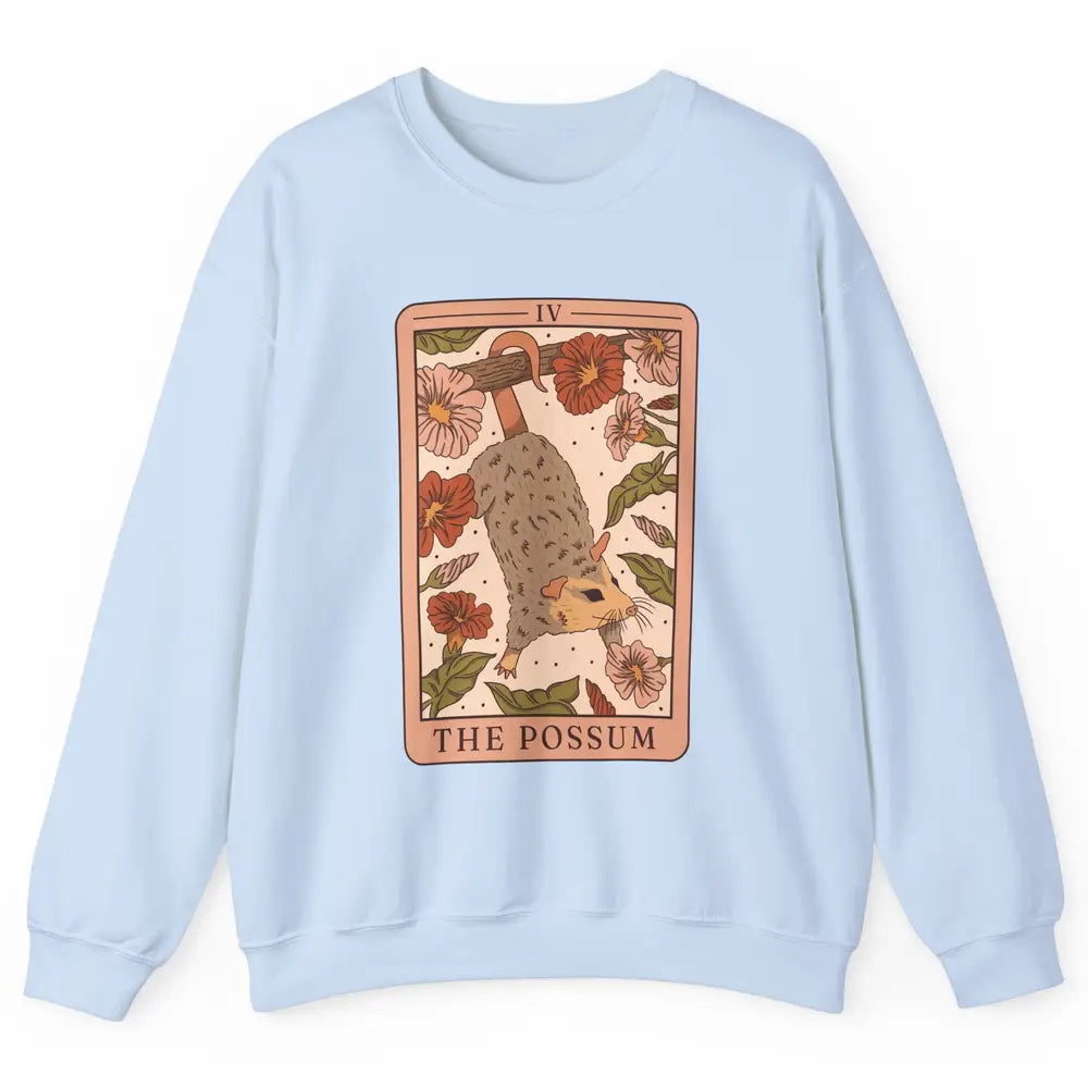 Possum Tarot Card Floral Possum Cat Lovers Team Trash Unisex Crewneck Sweatshirt