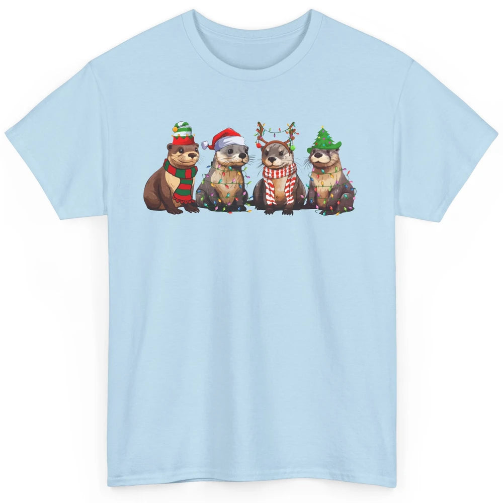 Otters Christmas Lights Sea Animal Christmas Otter Lovers Classic Unisex T-Shirt