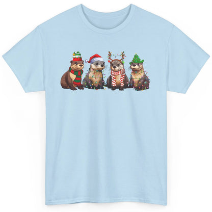 Otters Christmas Lights Sea Animal Christmas Otter Lovers Classic Unisex T-Shirt