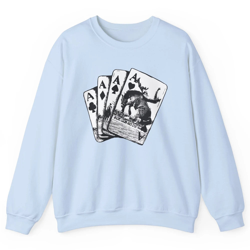 Punchy Cowboy Horsing Playing Cards Western Cowboy Rodeo Unisex Crewneck Sweatshirt