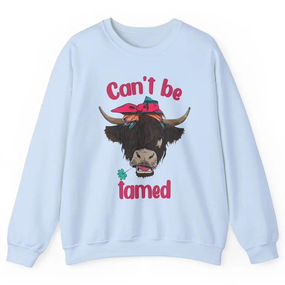 Retro Highland Cow Bandana Can't Be Tamed Western Farm Unisex Crewneck Sweatshirt