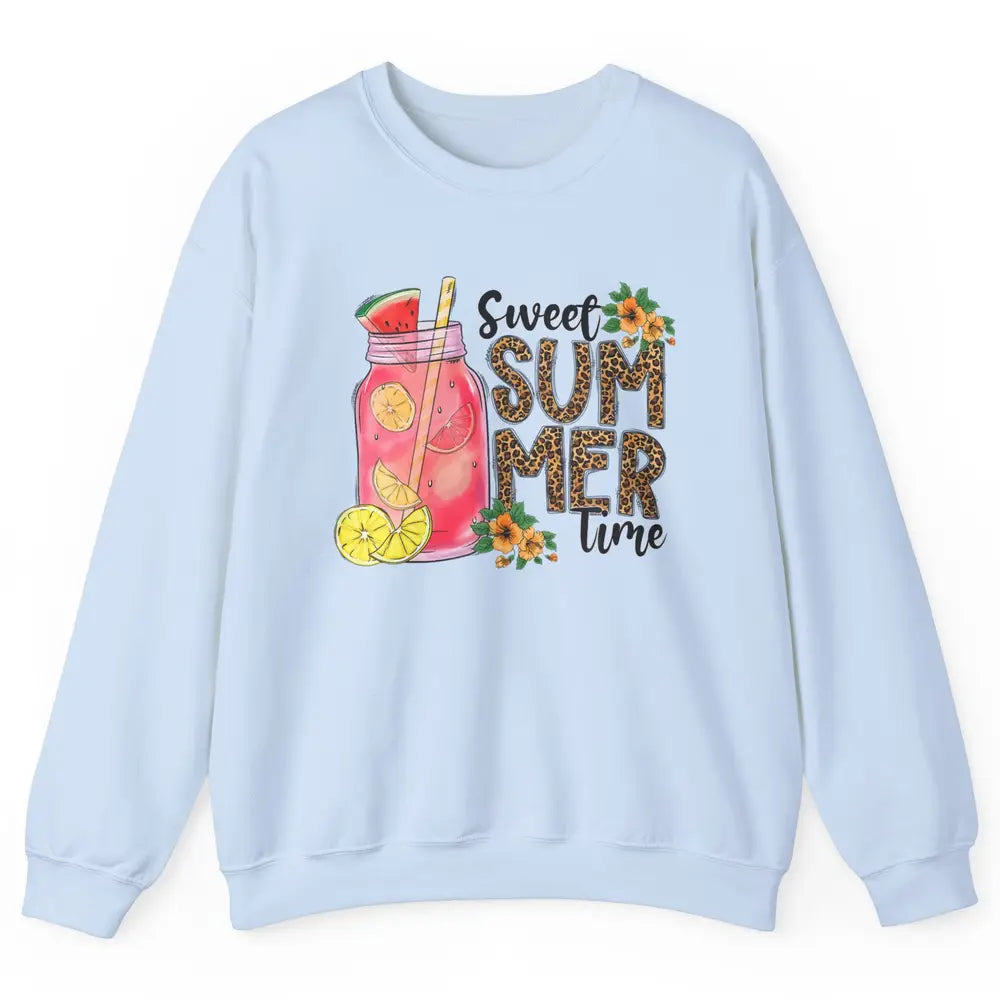 Retro 80s Floral Sweet Summer Watermelon Vaporwave Leopard Unisex Crewneck Sweatshirt