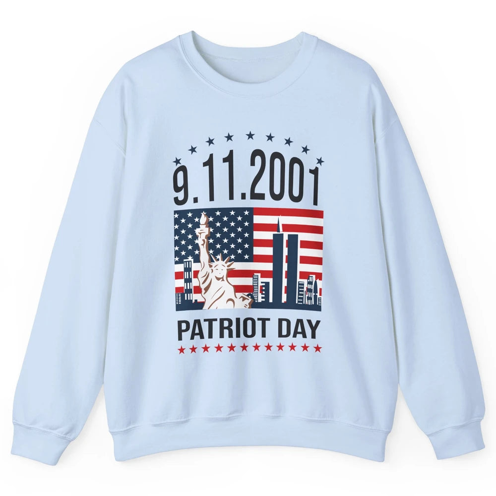 Never Forget 9-11-2001 American Flag Patriotic Memorial Day Unisex Crewneck Sweatshirt