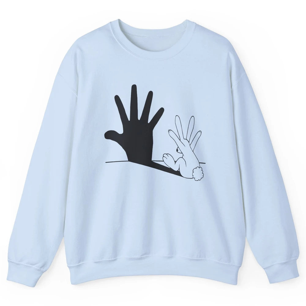 Rabbit Hand Shadow Funny Life Jokes Funny Rabbit Bunny Lover Unisex Crewneck Sweatshirt