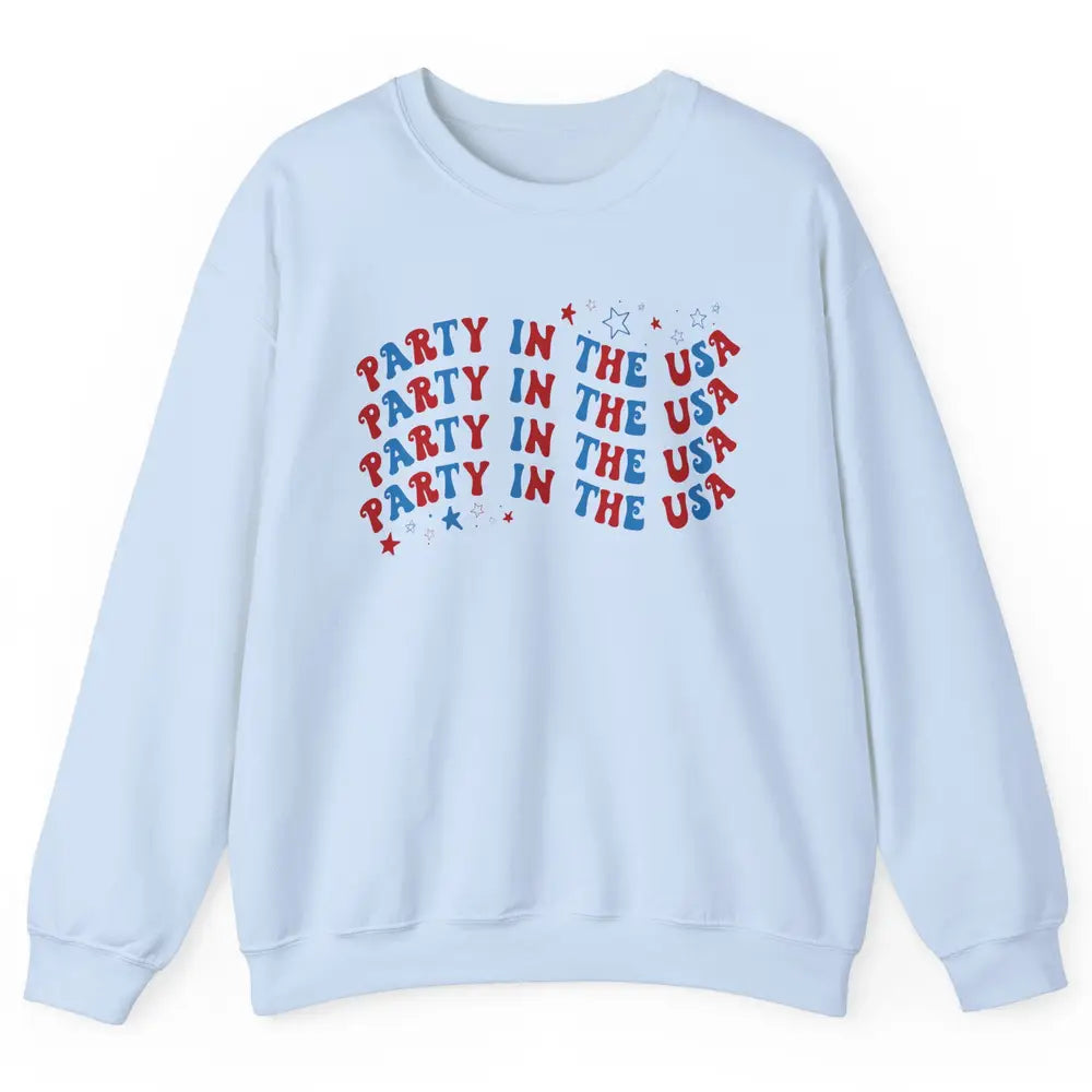 Retro July 4th Party In The USA Stripe Star American Patriot Unisex Crewneck Sweatshirt