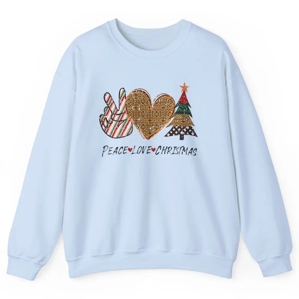 Peace Love Christmas Leopard Merry Christmas Vintage Retro Unisex Crewneck Sweatshirt