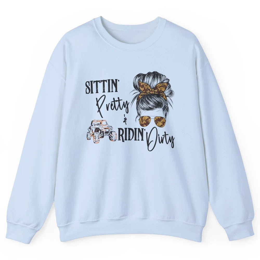 Mud Riding ATV Messy Bun Ride RZR SXS Life Country Girls Unisex Crewneck Sweatshirt