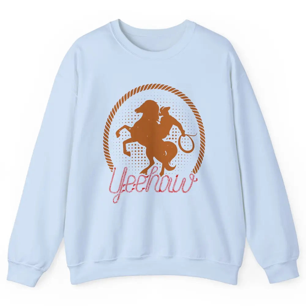 Retro Cowboy Lasso Hat Yeehaw Western Country Cowgirls Horse Unisex Crewneck Sweatshirt