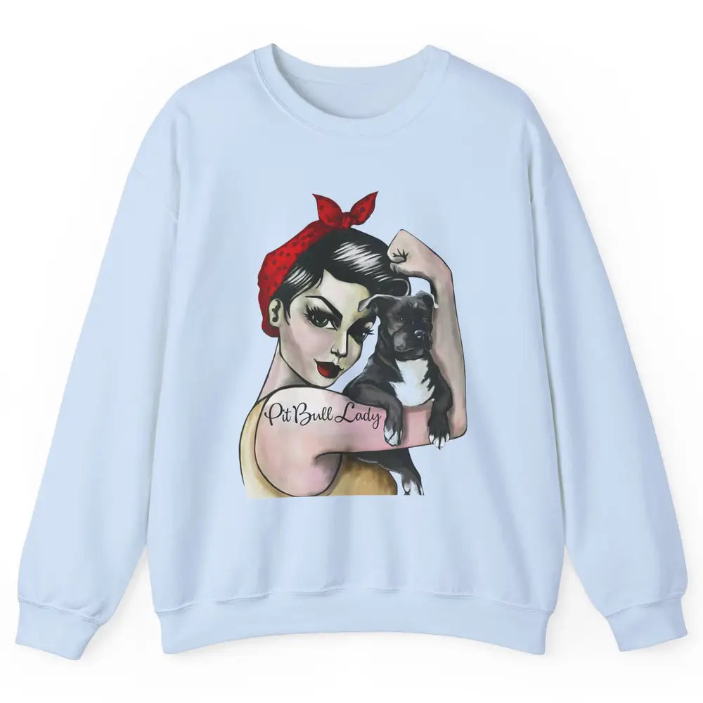 Pit Bull Lady Pit Bull Mom Dog Mom Bandana Dog Lovers Gift Unisex Crewneck Sweatshirt