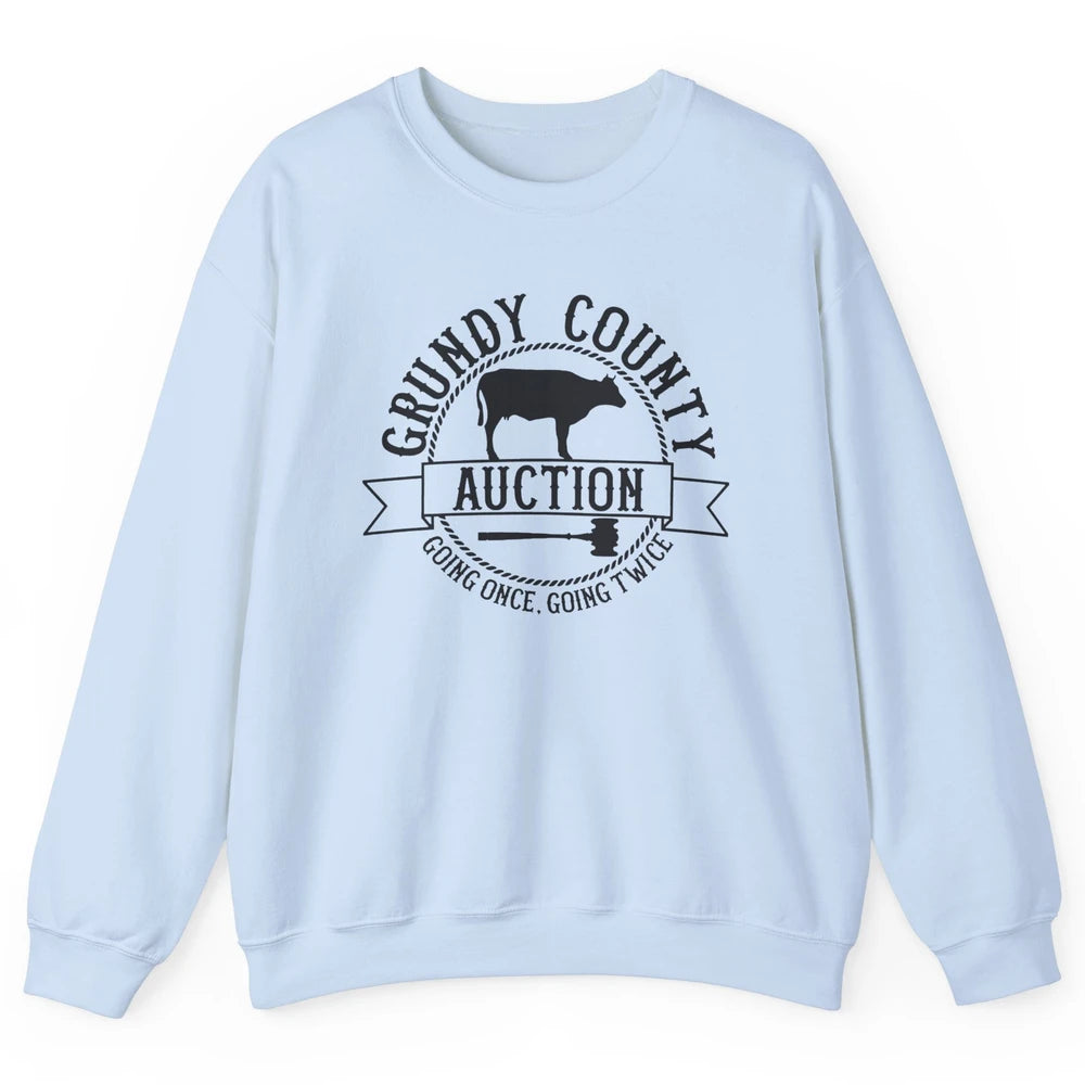 Retro Cow Cattle Grundy County Auction Western Country Farm Unisex Crewneck Sweatshirt