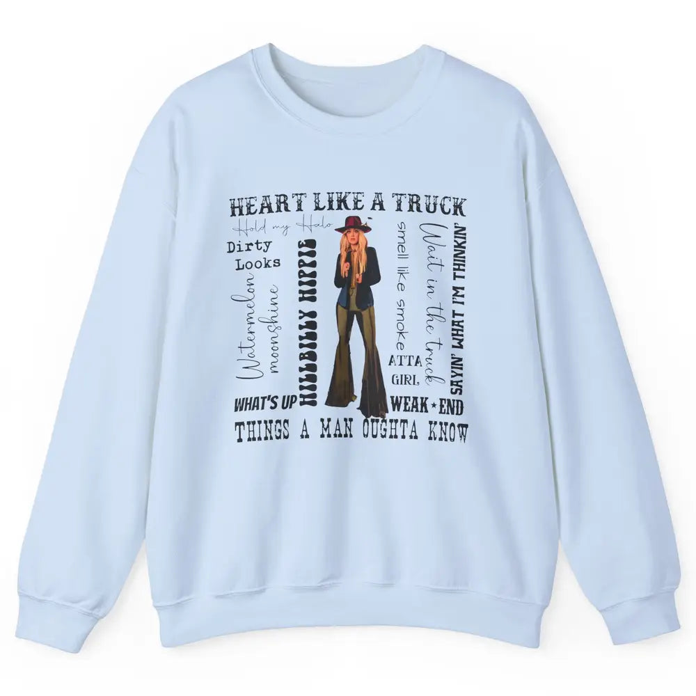 Retro Cowgirl He Said Wait In The Truck Western Country Unisex Crewneck Sweatshirt