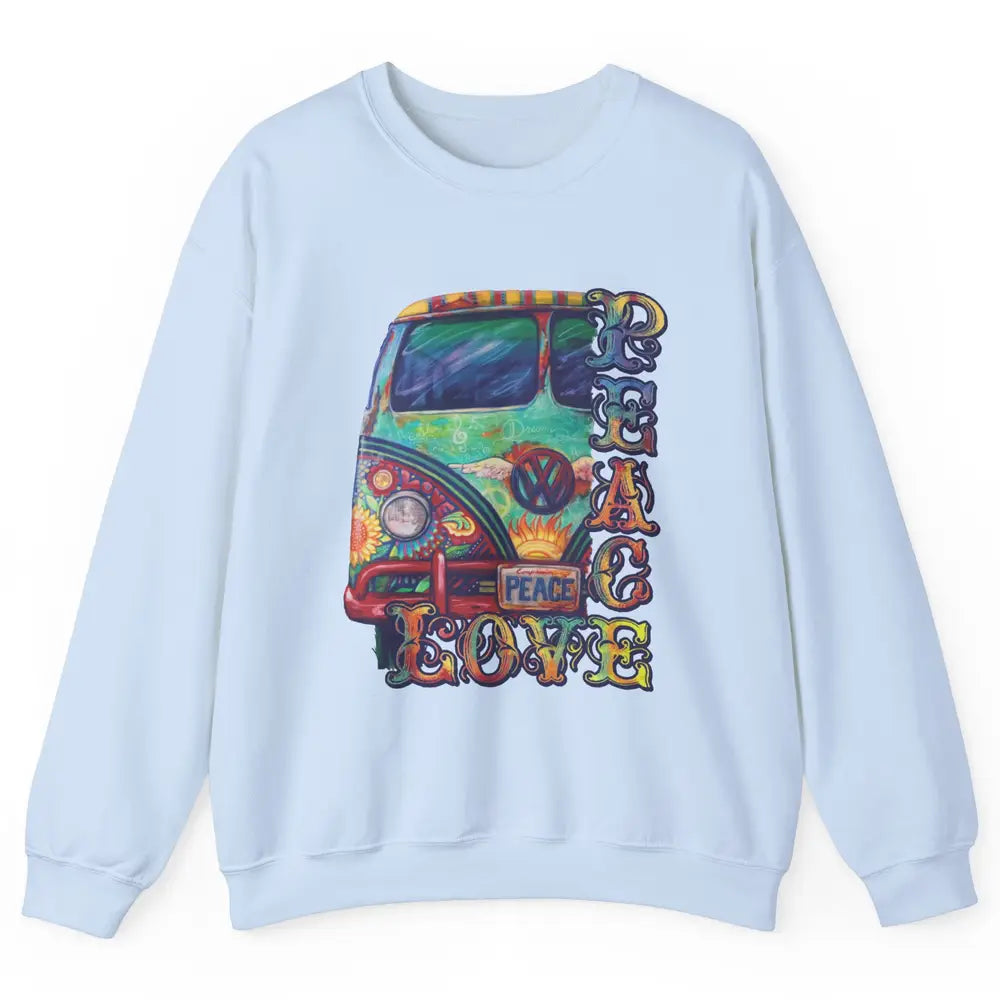 Peace And Love Hippie Van Peacemobile Vintage Gift Camping Unisex Crewneck Sweatshirt