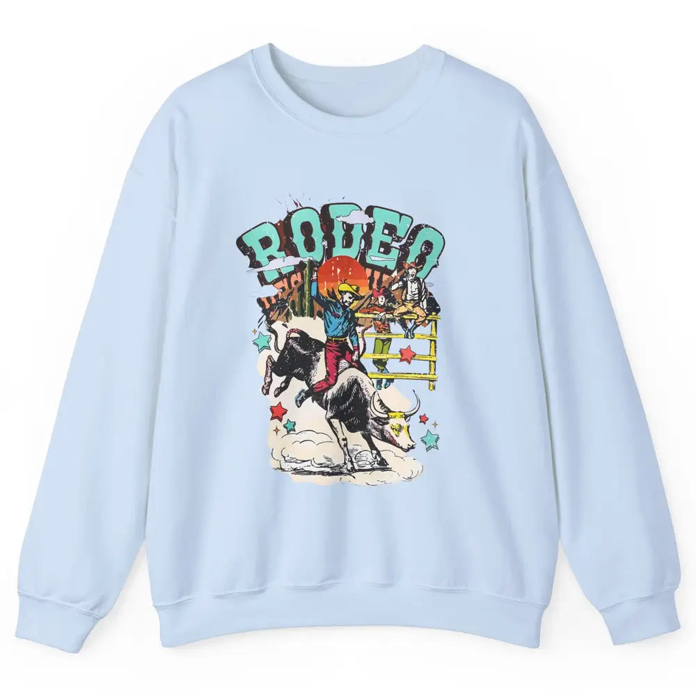 Retro Cowboy Horsing Rodeo Dad Bull Racing Western Country Unisex Crewneck Sweatshirt