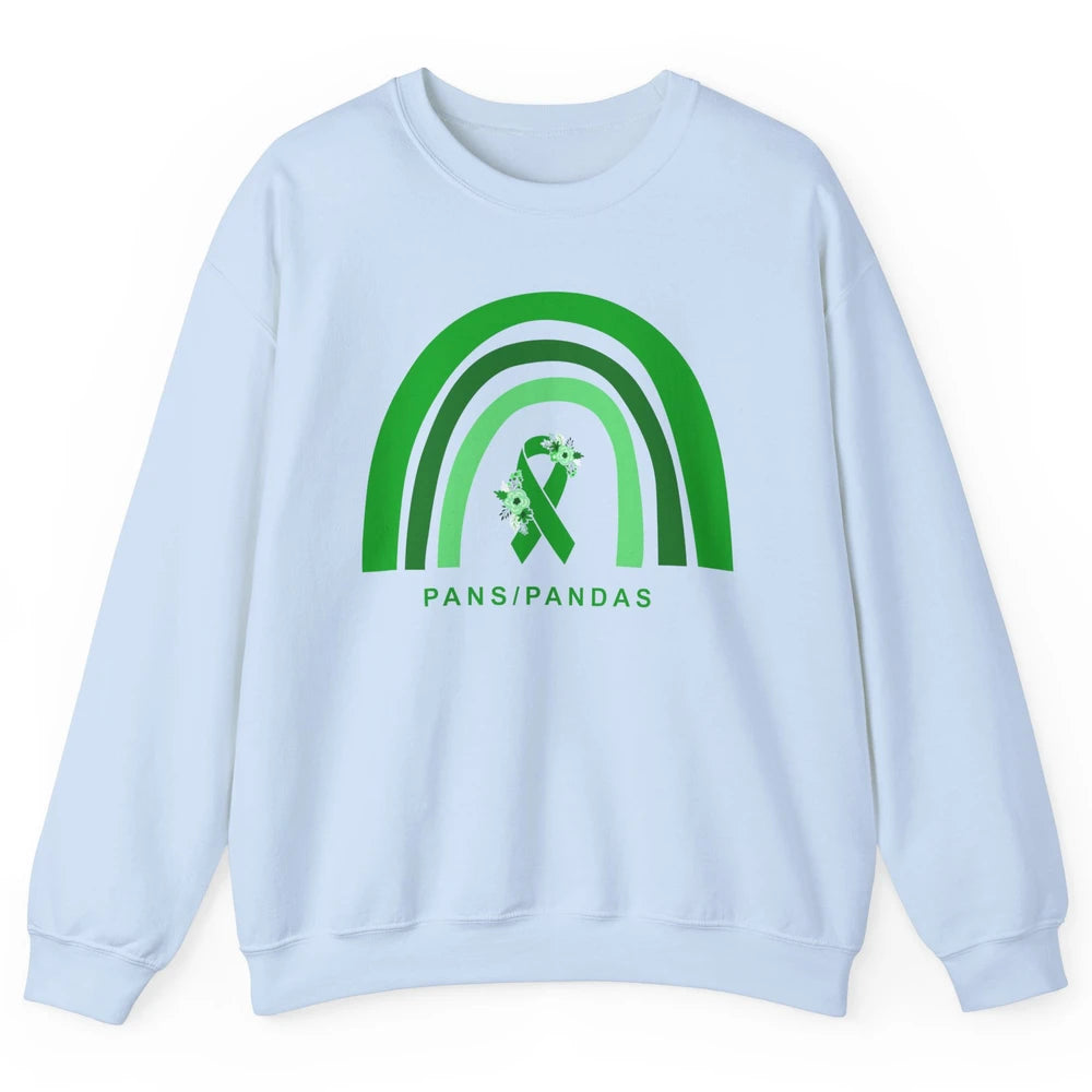 PANS/PANDAS Awareness Floral Green Ribbon Rainbow Pans Unisex Crewneck Sweatshirt