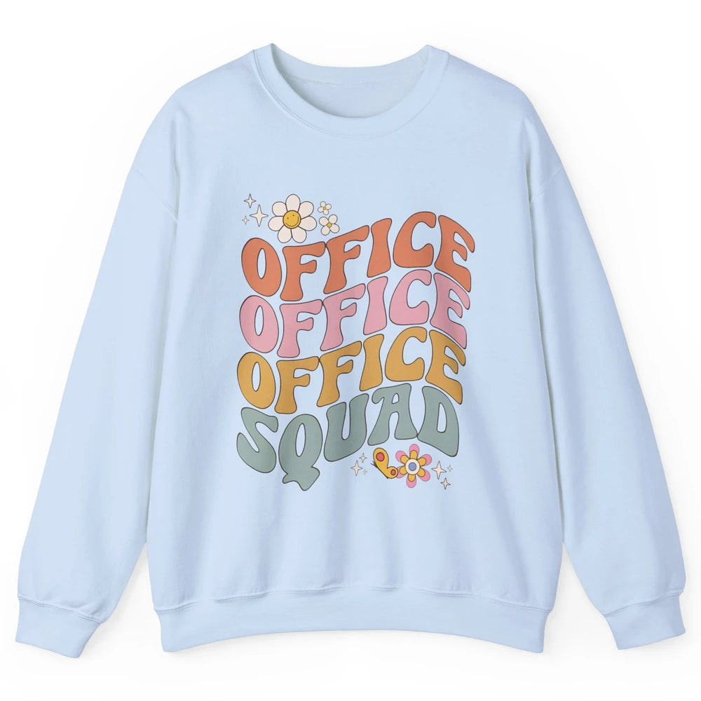 Retro Office Squad Hippie Groovy Office Staff Positive Mind Unisex Crewneck Sweatshirt
