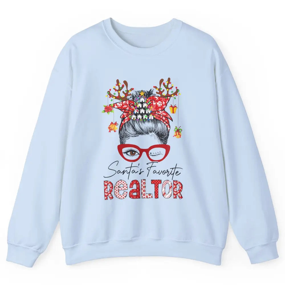 Merry Christmas Xmas Santa Messy Hair Realtor Real Estate Unisex Crewneck Sweatshirt