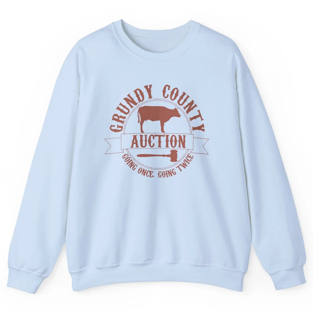 Retro Cow Cattle Grundy County Auction Western Country Farm Unisex Crewneck Sweatshirt