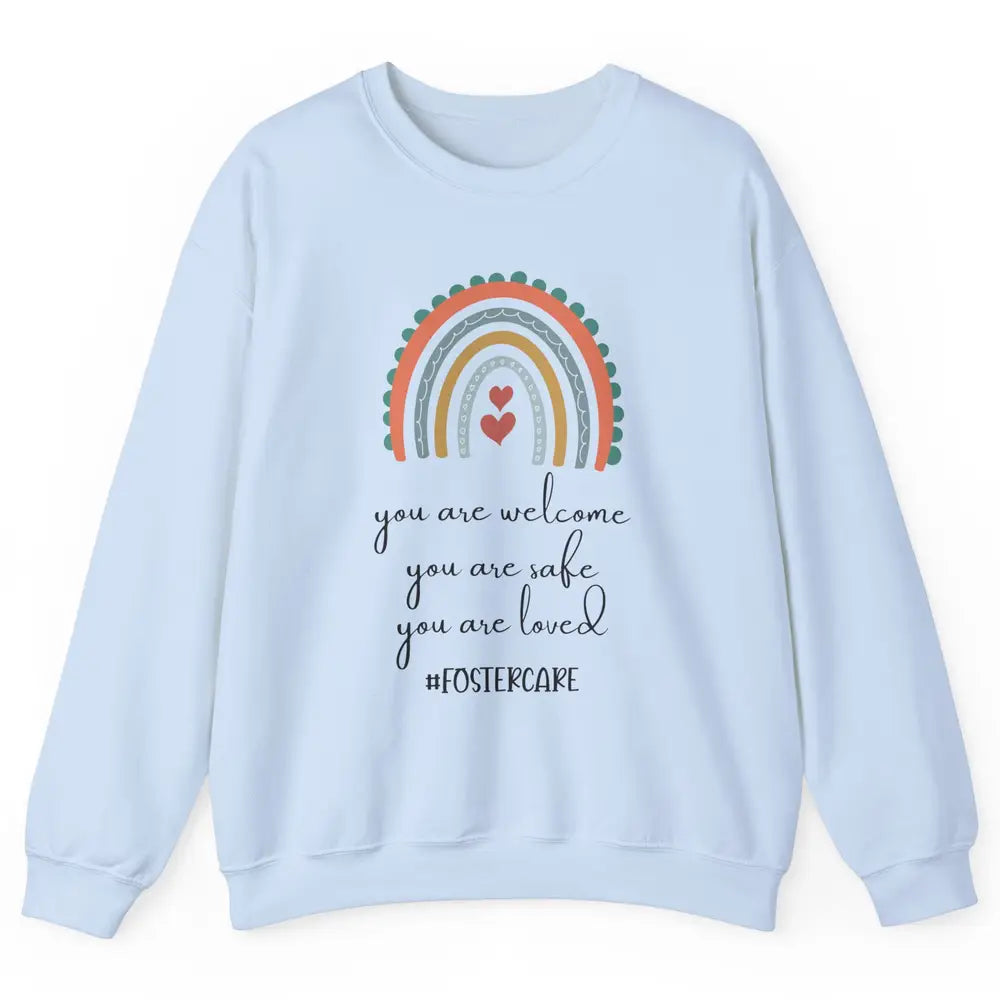 Rainbow Heart You Are Safe Loved Be The Village Foster Care Unisex Crewneck Sweatshirt