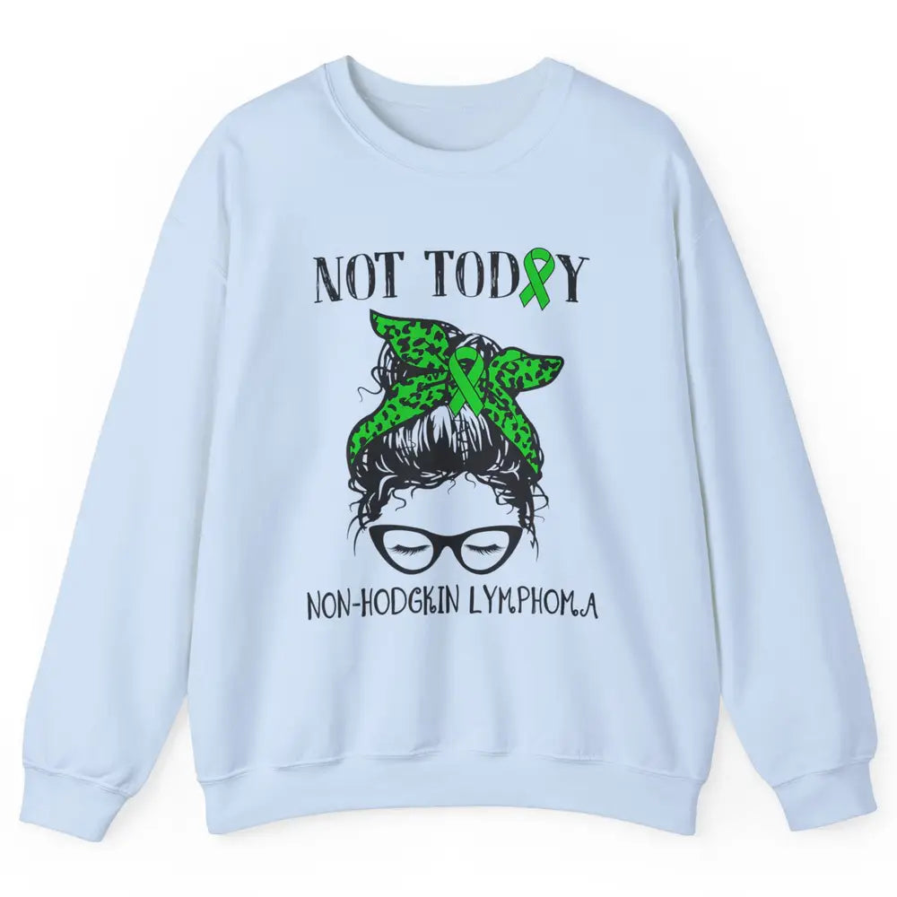 Non-Hodgkin Lymphoma Cancer Warrior Messy Hair Leopard Green Unisex Crewneck Sweatshirt