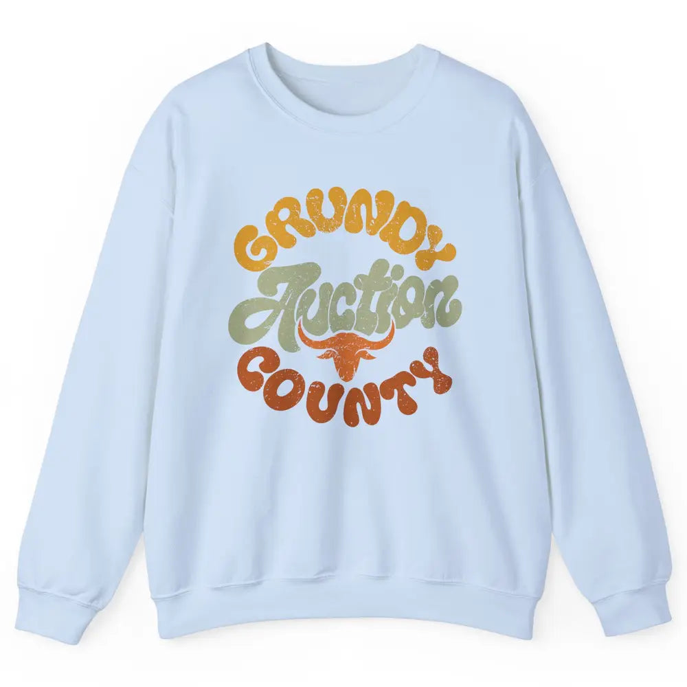 Retro Cow Cattle Grundy County Auction Western Country Farm Unisex Crewneck Sweatshirt