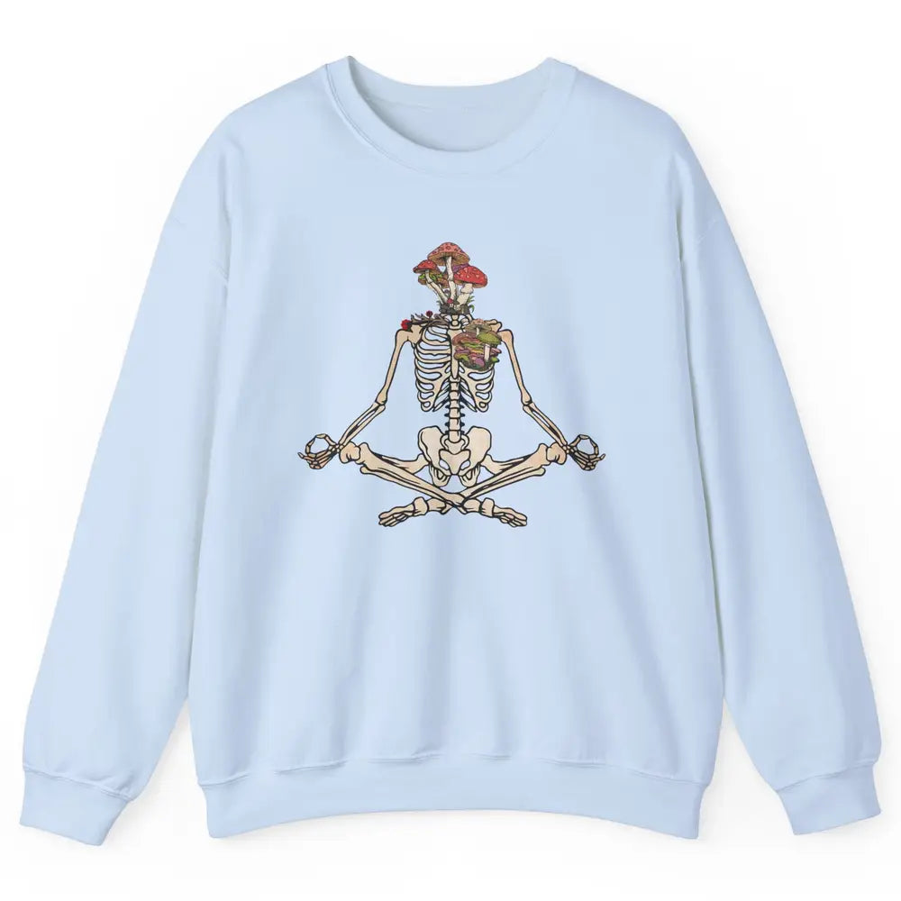 Vintage Skeleton Rib Mushroom Yoga Plants Lover Gardening Unisex Crewneck Sweatshirt