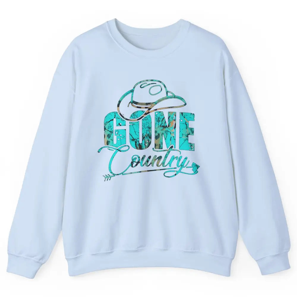 Retro Cowboy Hat Gone Country Western Country Cowgirl Gift Unisex Crewneck Sweatshirt