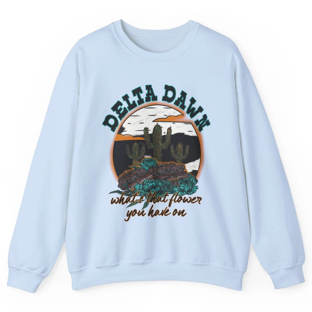 Retro Desert Night Delta Dawn What's That Flower Western Unisex Crewneck Sweatshirt