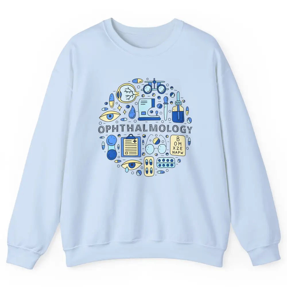 Optometrist Eye Chart Phoropter Symbols Ophthalmology Tech Unisex Crewneck Sweatshirt