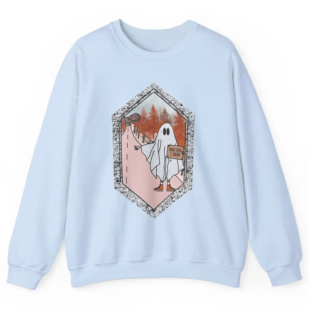 Funny Ghost Need Ride To Salem Witch Halloween Costume Unisex Crewneck Sweatshirt