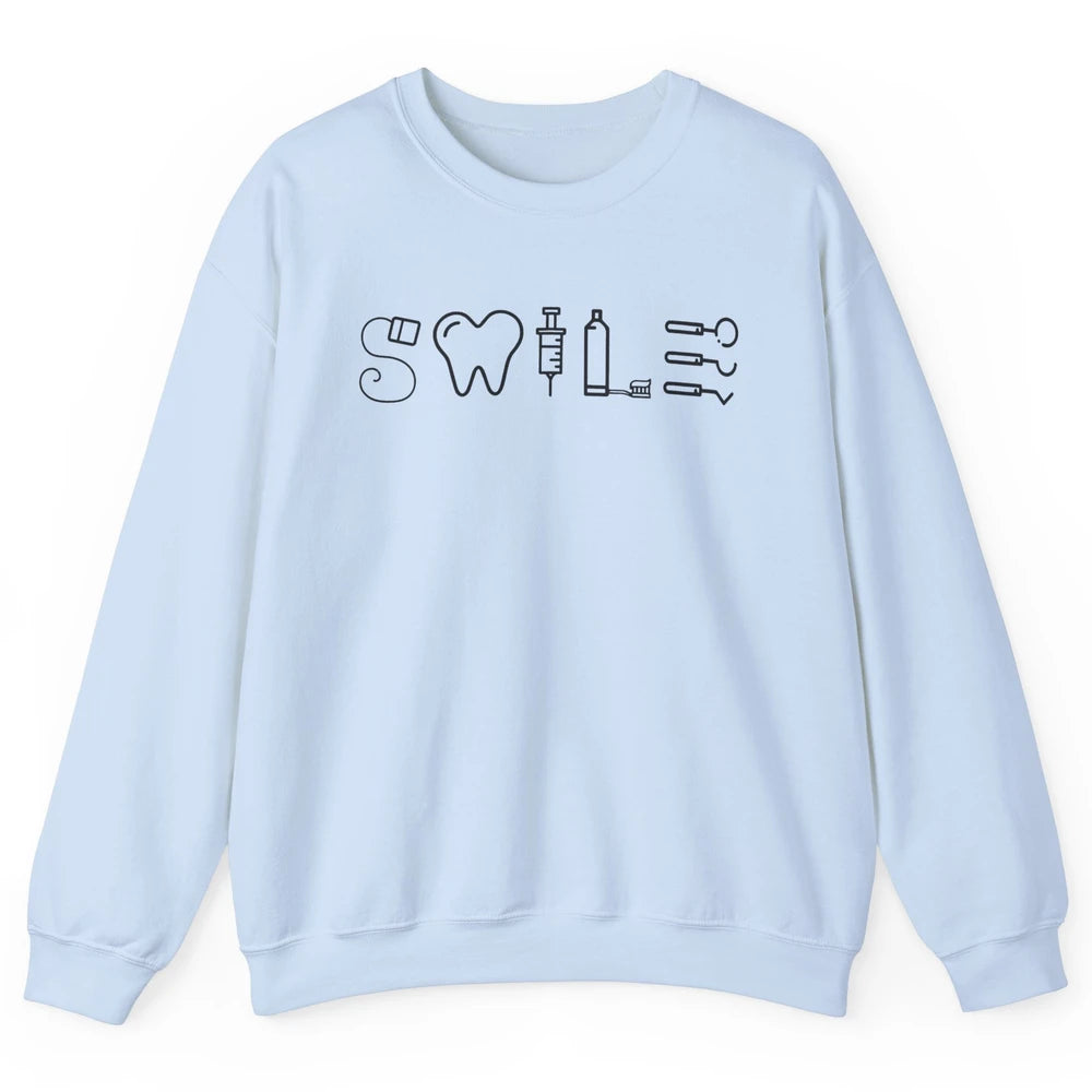 Retro Dental Hygienist Life Smile Dental Tools Dentist Life Unisex Crewneck Sweatshirt