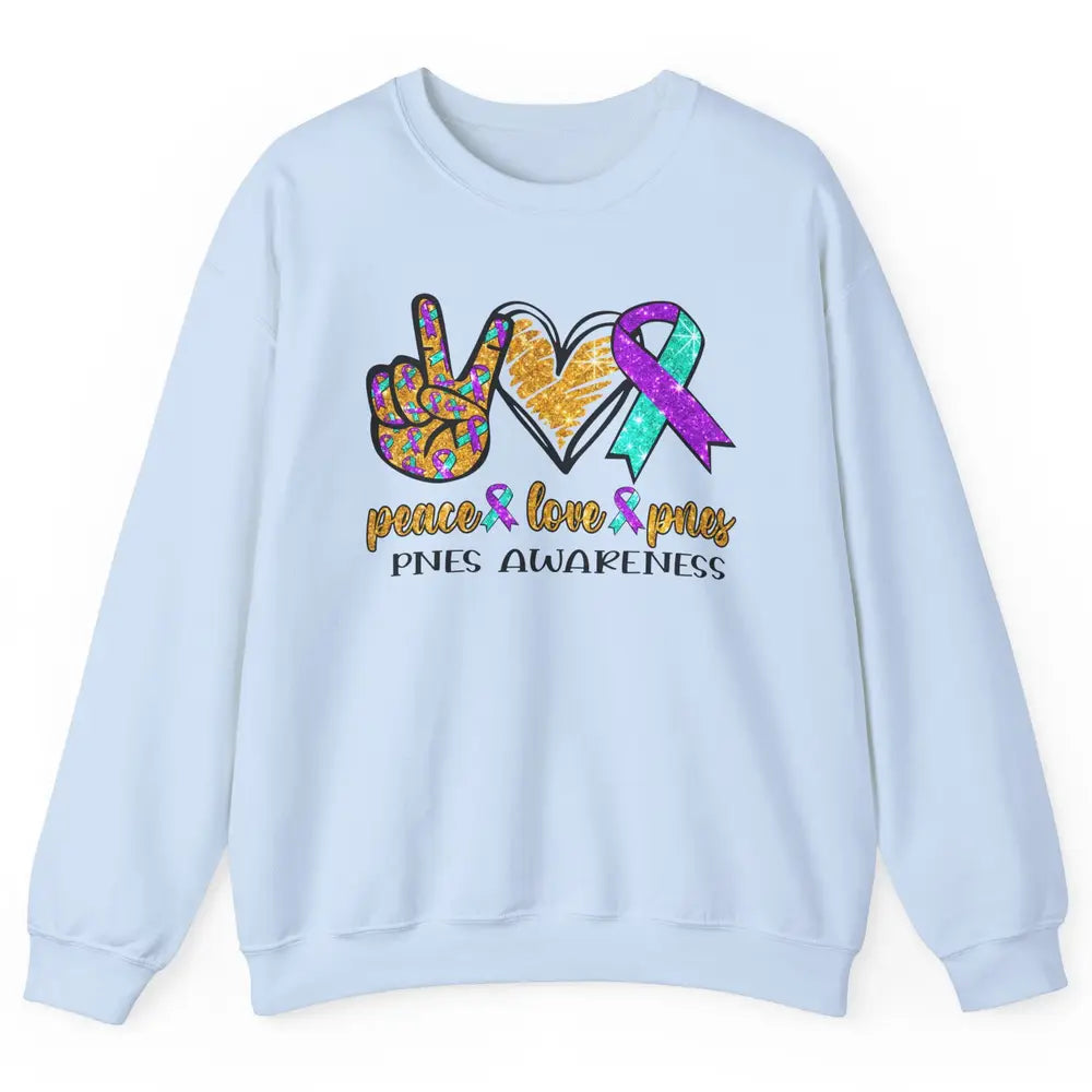 Psychogenic Non-epileptic Seizures Peace Love PNES Ribbon Unisex Crewneck Sweatshirt