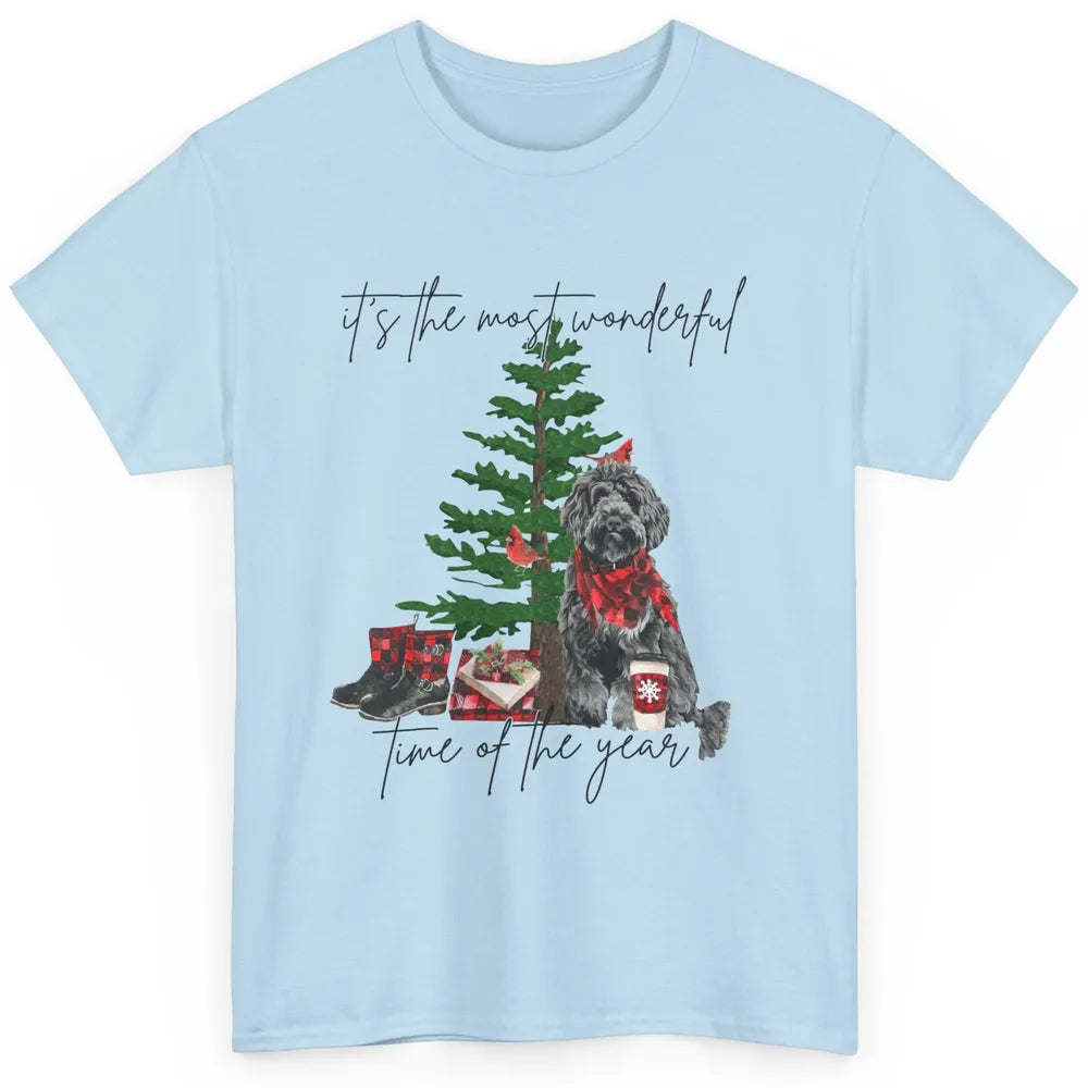 Black Golden Labradoodle Christmas Tree Most Wonderful Time Classic Unisex T-Shirt