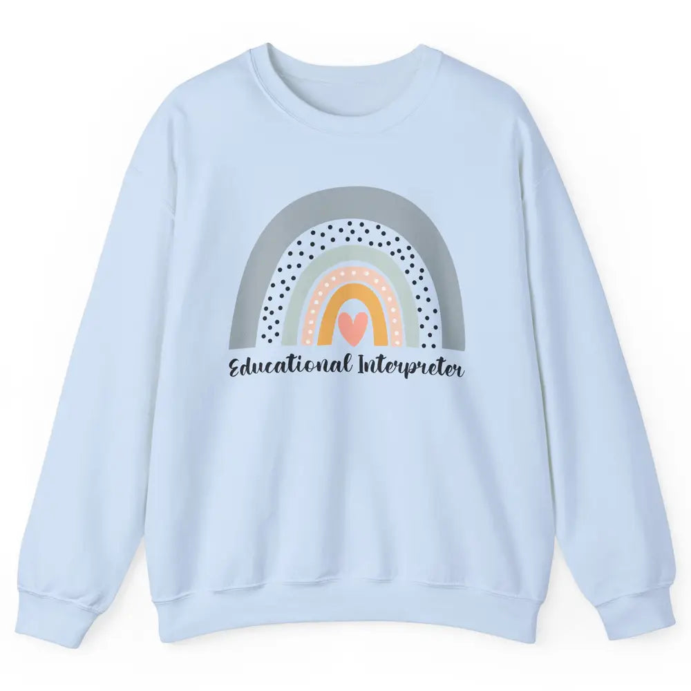 Retro Boho Rainbow Educational Interpreter Back To School Unisex Crewneck Sweatshirt