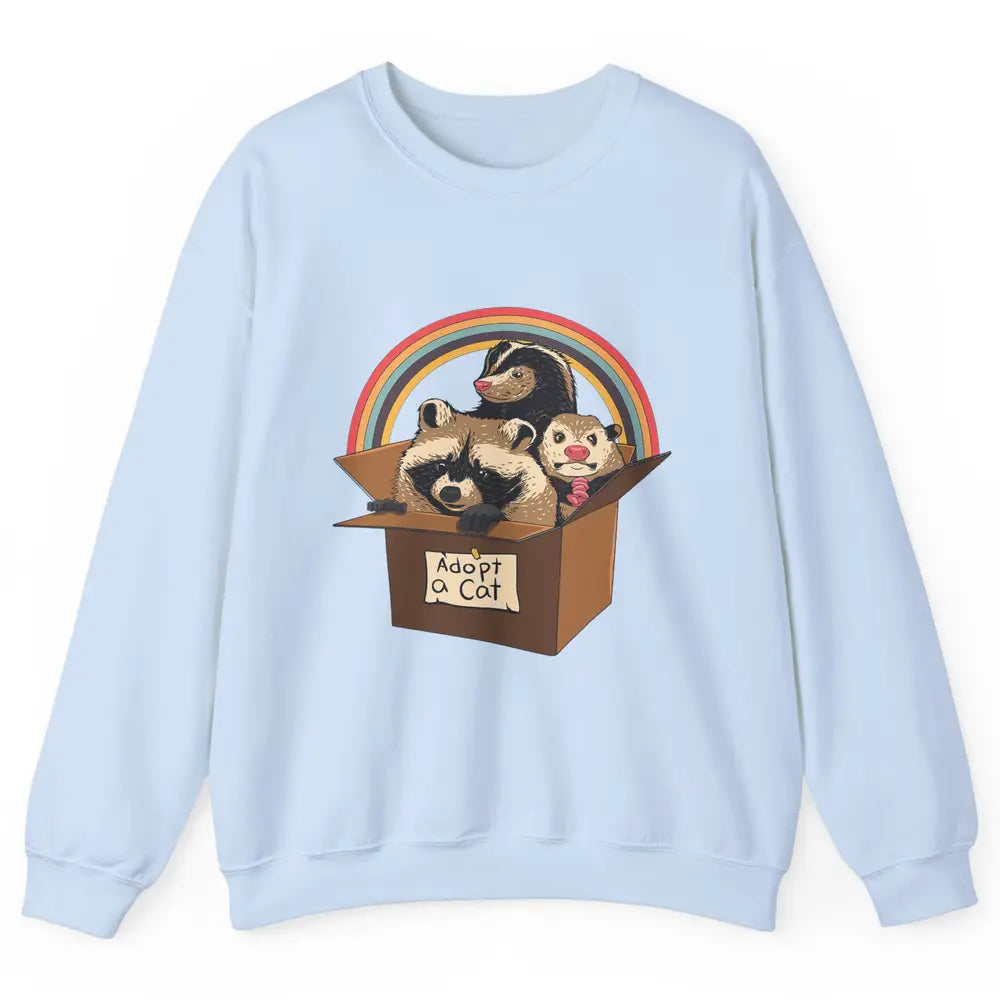 Retro Adopt A Cat Raccoon Panda Skunk Possum Adoption Street Unisex Crewneck Sweatshirt