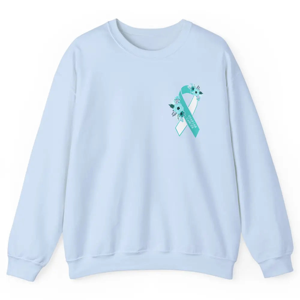 Ovarian Cancer Awareness Support Turquoise Ribbon Pocket Sz Unisex Crewneck Sweatshirt