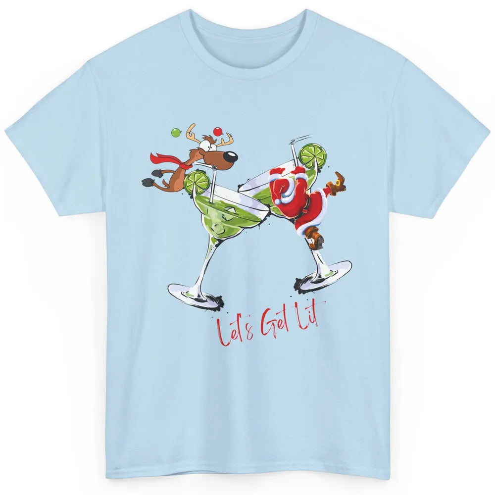 Party Santa & Reindeer Cocktail Glasses Let's Get Lit Xmas Classic Unisex T-Shirt