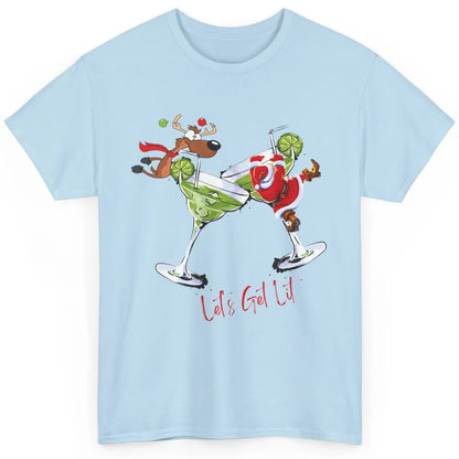 Party Santa & Reindeer Cocktail Glasses Let's Get Lit Xmas Classic Unisex T-Shirt