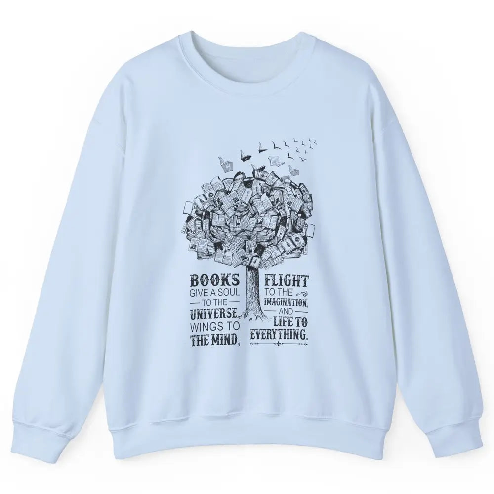 Retro Book Lovers Book Gives A Soul Reading Tree Bookworm Unisex Crewneck Sweatshirt