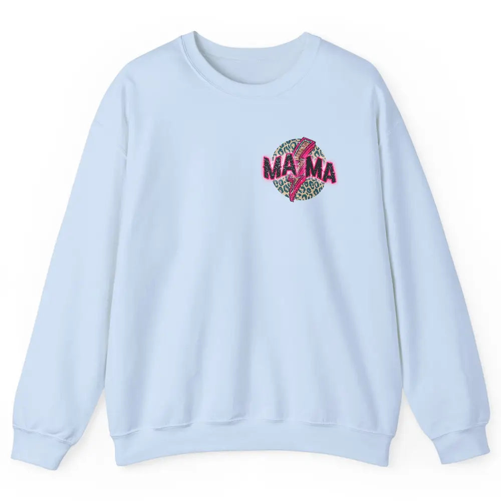 Retro Mama Leopard Pink Lightning Bolt Western Country Mama Unisex Crewneck Sweatshirt